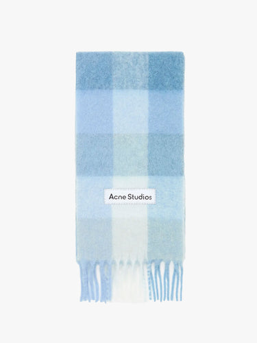 Acne Studios - Check Fringe Scarf in Light Blue, White and Powder Blue