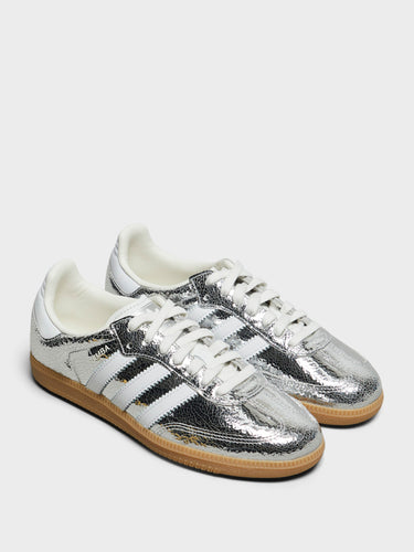 Adidas - Samba OG W Sneakers in Silver Metallic, Cloud White and Core White