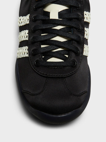 Adidas - Wales Bonner Karintha Lo Satin Sneakers in Core Black, Dark Brown and Cream White