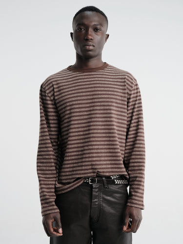 Another Aspect - Another T-Shirt 3.0 in Brown and Ecru Stripe