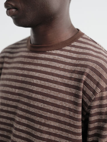 Another Aspect - Another T-Shirt 3.0 in Brown and Ecru Stripe