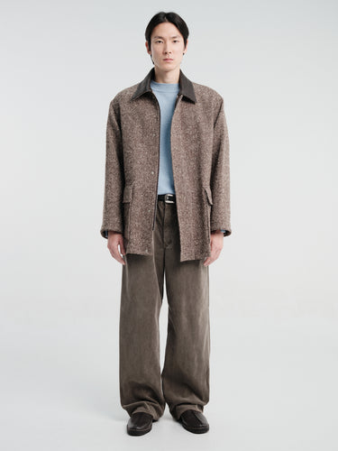 Auralee - Homespun Tweed Zip Blouson in Mix Brown