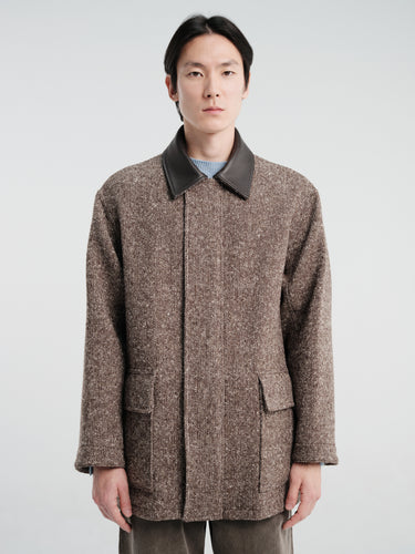 Auralee - Homespun Tweed Zip Blouson in Mix Brown