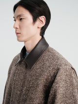 Auralee - Homespun Tweed Zip Blouson in Mix Brown