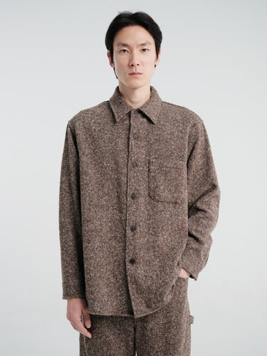 Auralee - Homespun Tweed Shirt Blouson in Mix Brown