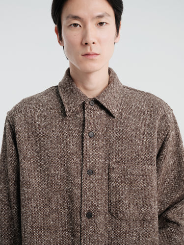 Auralee - Homespun Tweed Shirt Blouson in Mix Brown