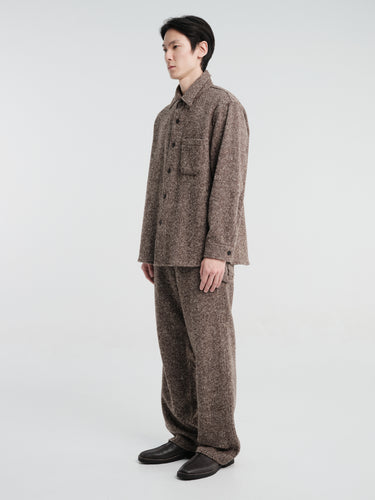 Auralee - Homespun Tweed Shirt Blouson in Mix Brown