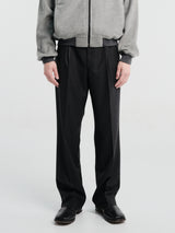 Auralee - Wool Fulling Flannel One-Tuck Slacks in Top Charcoal