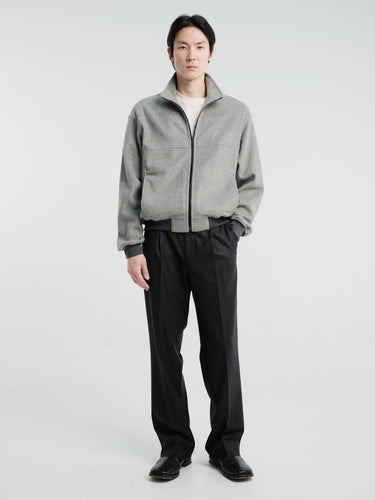 Auralee - Wool Fulling Flannel One-Tuck Slacks in Top Charcoal