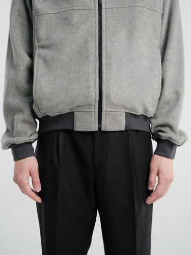 Auralee - Wool Fulling Flannel One-Tuck Slacks in Top Charcoal