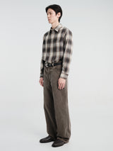 Auralee - Garment-Dyed Finx Corduroy 5P Wide Pants in Olive Brown