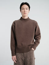 Auralee - Super Fine Wool Knit Mock Neck in Top Brown