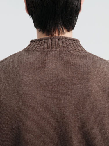 Auralee - Super Fine Wool Knit Mock Neck in Top Brown