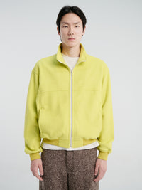 Auralee - Pure Silk Comfort Fleece Zip Blouson in Lime Yellow