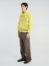 Auralee - Pure Silk Comfort Fleece Zip Blouson in Lime Yellow
