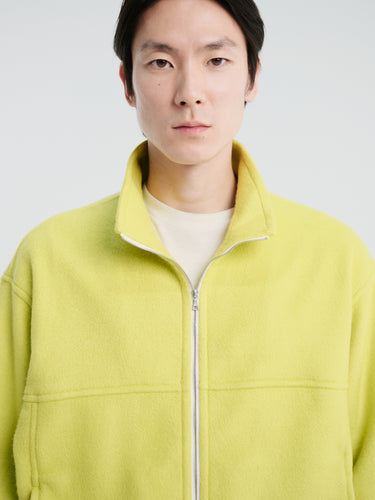 Auralee - Pure Silk Comfort Fleece Zip Blouson in Lime Yellow