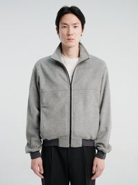 Auralee - Pure Silk Comfort Fleece Zip Blouson in Top Gray