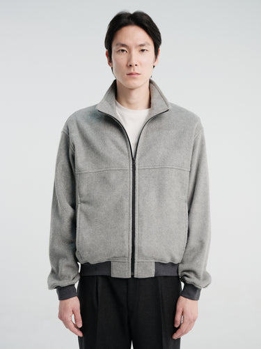 Auralee - Pure Silk Comfort Fleece Zip Blouson in Top Gray