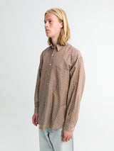 Auralee - Airy Light Cotton Check Big Shirt in Brown Gingham Check