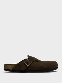 Birkenstock - Boston Suede Narrow Soft Footbed Sandals in Carafe Tonal