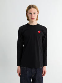 Comme des Garçons PLAY - Red Heart Longsleeved T-Shirt in Black