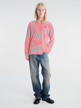 Comme des Garçons PLAY - U T-Shirt Red Emblem Knit in Red