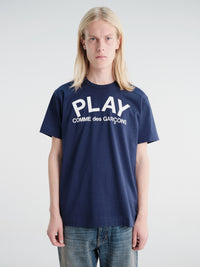 Comme des Garçons PLAY - U T-Shirt Logo Print Knit in Navy