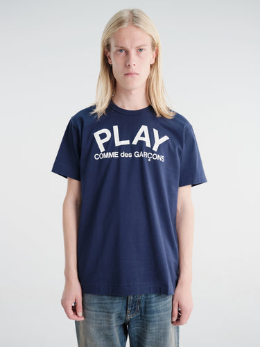 Comme des Garçons PLAY - U T-Shirt Logo Print Knit in Navy
