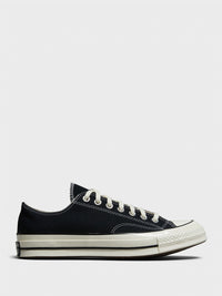 Converse - Chuck 70 Low Top Canvas Sneakers in Black, Black and Egret