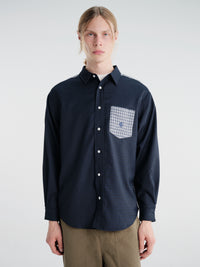 Dancer - Split Checked Shirt Navy in Navy