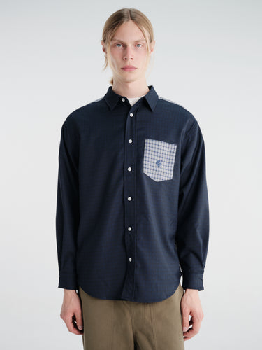 Dancer - Split Checked Shirt Navy in Navy
