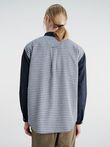 Dancer - Split Checked Shirt Navy in Navy