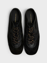 Dries Van Noten - Leather Trimmed Suede Sneakers in Black
