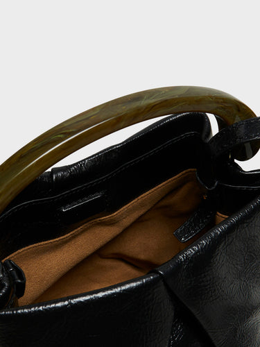 Dries Van Noten - Crisp Small Pleated Leather Bag in Black