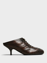 Dries Van Noten - Snake-Embossed Leather Retro Heels in Dark Brown