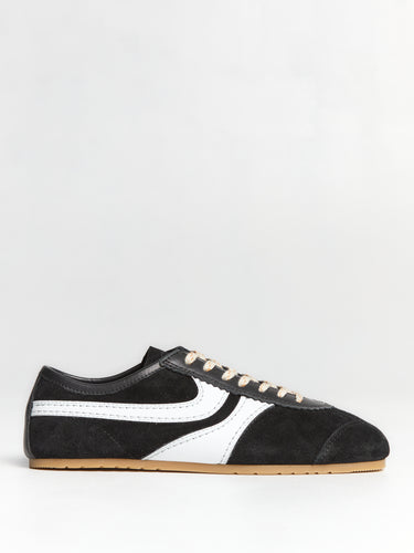 Dries Van Noten - Men's Leather-Trimmed Suede Sneakers in Black and White