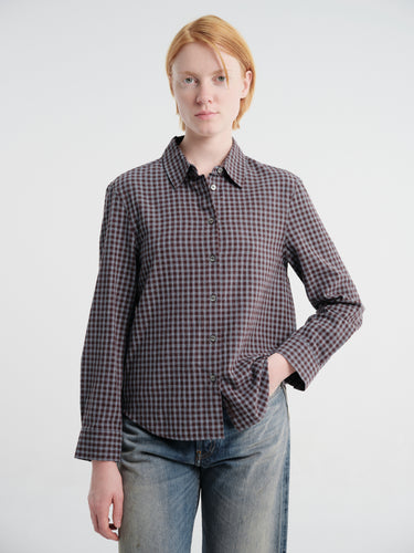Dunst - Essential Slim Checked Shirt in Brown