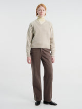 Dunst - Unisex Soft Volume V-Neck Sweater in Light Pebble
