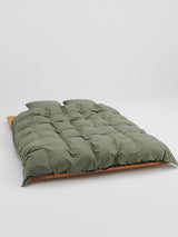 Tekla - Percale Duvet Cover in Olive Green
