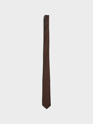 The Frankie Shop - Lene Dotted Jacquard Tie in Brown and White
