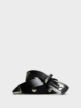 The Frankie Shop - Perth Studded Leather Belt in Black and Silver