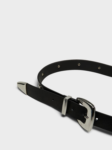 The Frankie Shop - Perth Studded Leather Belt in Black and Silver