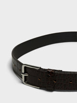 The Frankie Shop - Toni Croc Patent Leather Belt in Brown and Silver