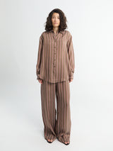 The Frankie Shop - Baxter Fluid Track Pants in Brown Multi Stripe