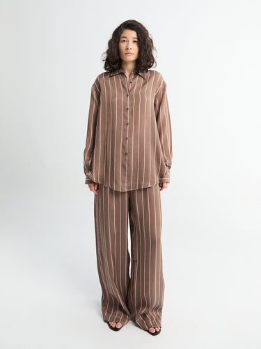 The Frankie Shop - Baxter Fluid Track Pants in Brown Multi Stripe