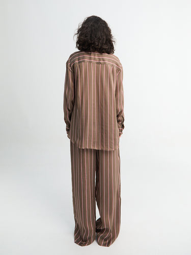 The Frankie Shop - Baxter Fluid Track Pants in Brown Multi Stripe