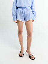 The Frankie Shop - Deya Fluid Mini Boxer Shorts in Blue and White Stripe