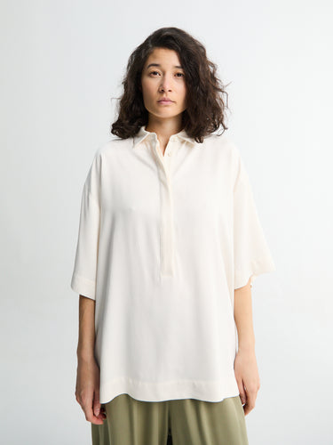 The Frankie Shop - Eda Fluid Polo Shirt in Ivory