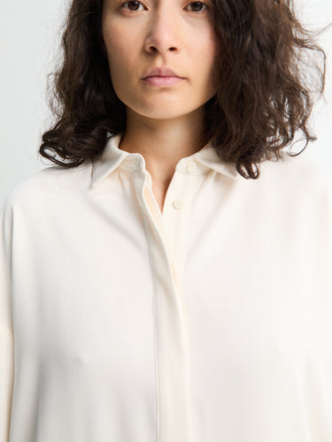 The Frankie Shop - Eda Fluid Polo Shirt in Ivory