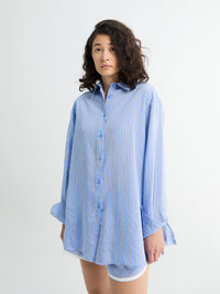 The Frankie Shop - Peri Fluid Shirt in Blue and White Stripes